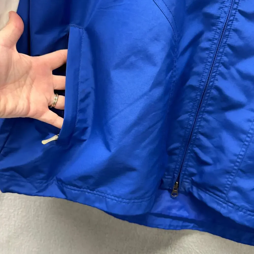 Reebok Jacket Mens XL Blue White Full Zip Retro Windbreaker + Pockets‎ Vintage